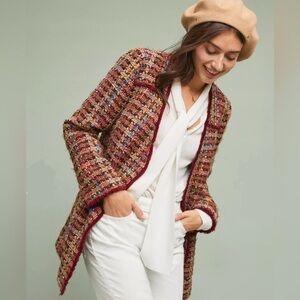 Anthropologie Ett:twa Harlequin Tweed Boucle Plaid Blazer Jacket Size XS